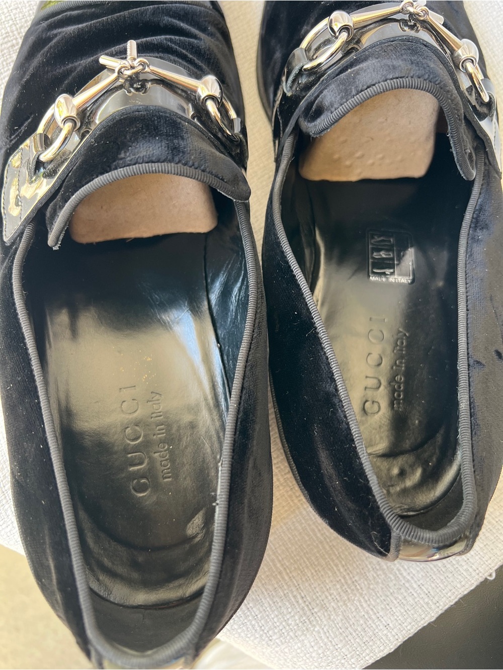 Gucci Black Patent & Suede Slip-On Loafers with Silver Bit - Picture 14 of 16